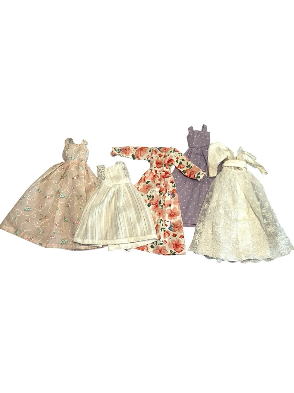 Vintage 70s 80s Doll Clothes Lot TLC Cottagecore Floral Dresses